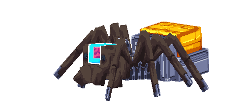 A monstrous mechanical spider cyborg.